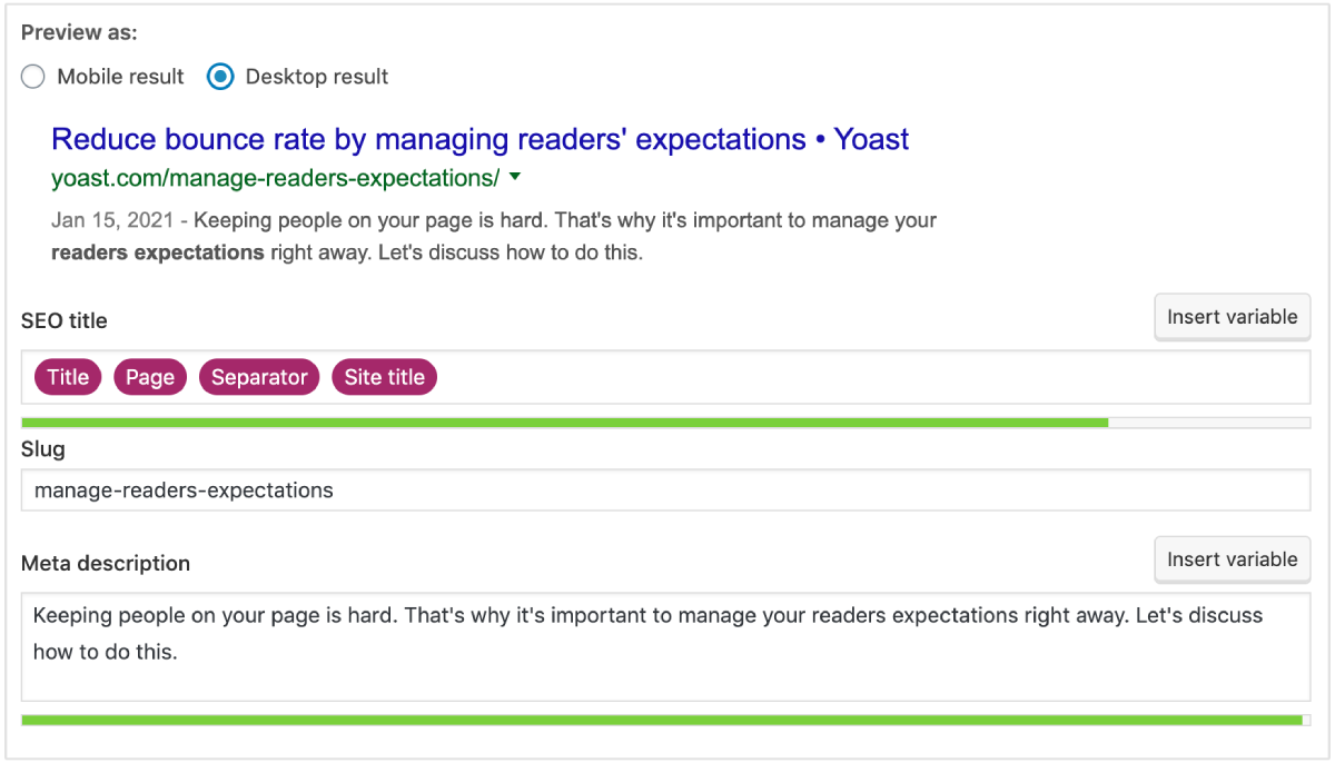 Yoast editor